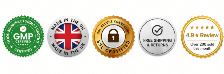 Made in UK, GMP certified production, secure checkout , 30 day money back guarantee